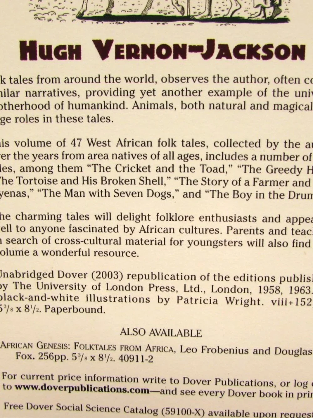 West African Folk Tales Illustrated PB Hugh Vernon-Jackson